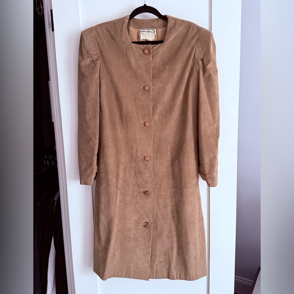 Vintage Carolina Herrera Camel Suede Trench Coat